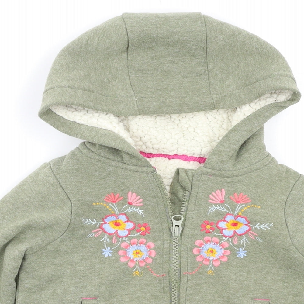 Nutmeg Girls Green Floral  Full Zip Hoodie Size 4-5 Years