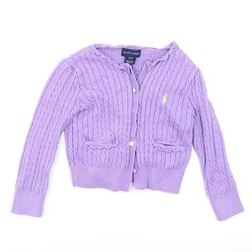 Polo Ralph Lauren Girls Purple   Cardigan Jumper Size 3-4 Years