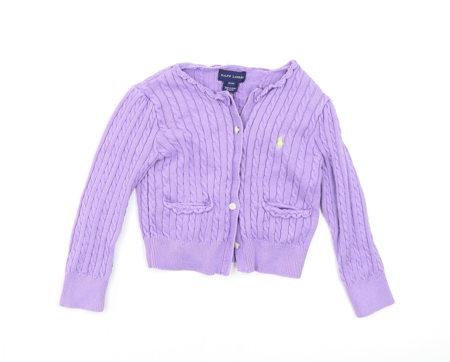 Polo Ralph Lauren Girls Purple   Cardigan Jumper Size 3-4 Years