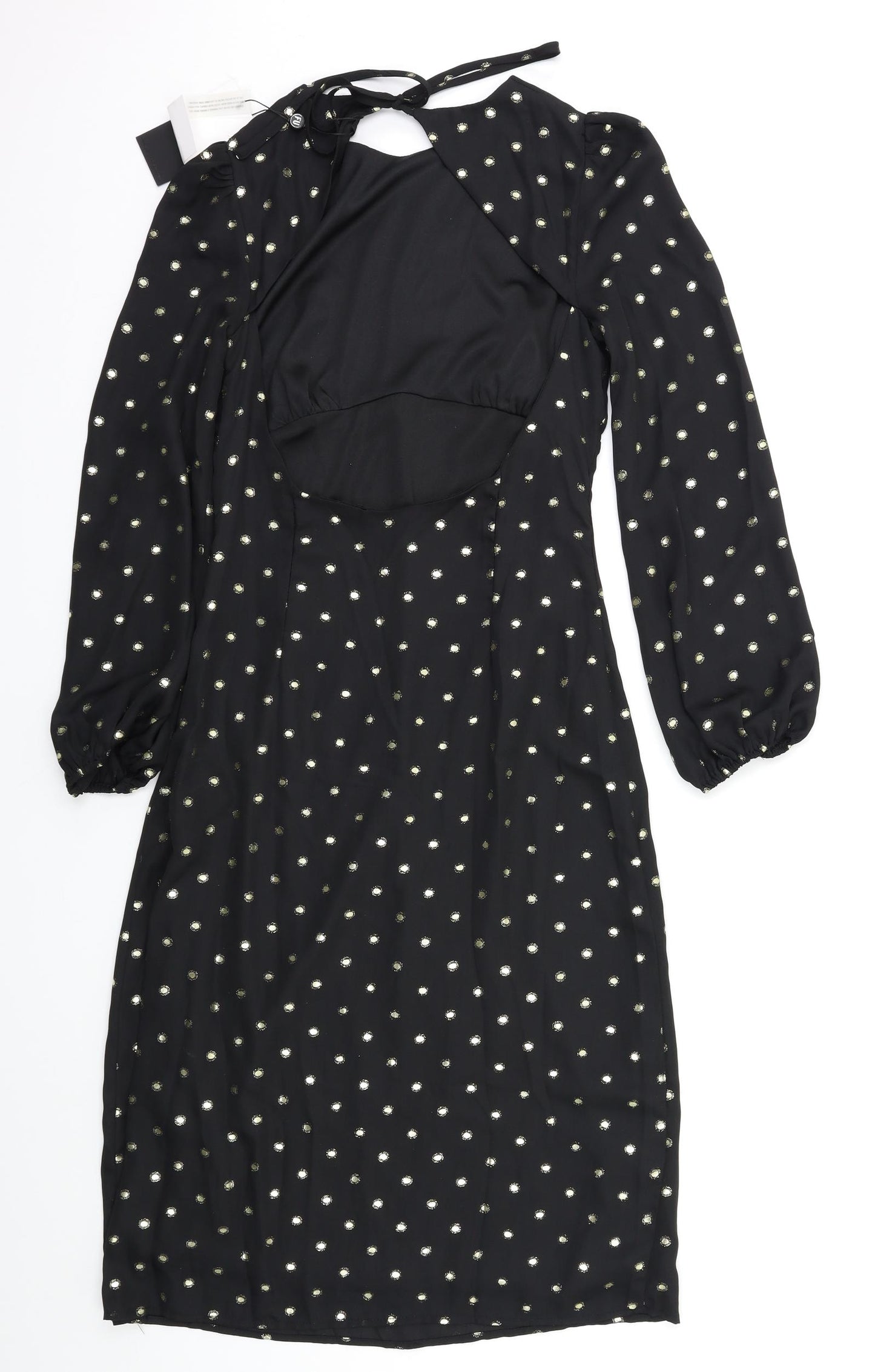 Fashion Union Womens Black Polka Dot  A-Line  Size S