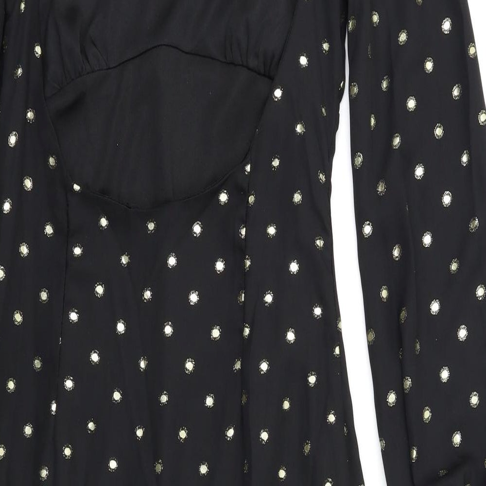 Fashion Union Womens Black Polka Dot  A-Line  Size S