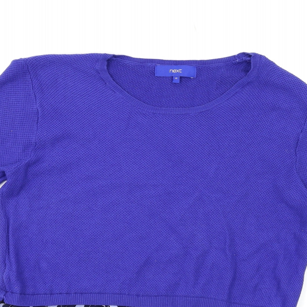 NEXT Womens Blue Geometric  Basic Blouse Size 12