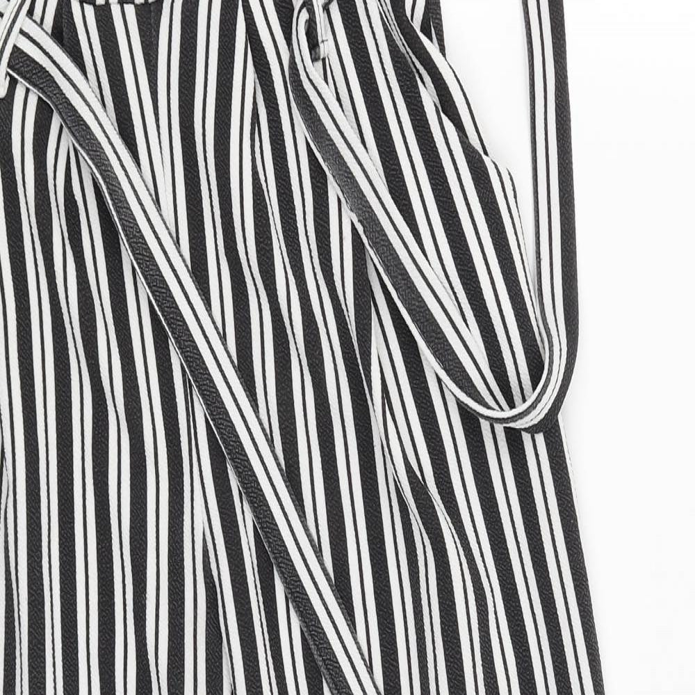 Stylewise Womens Black Striped  Jogger Trousers Size 10 L25 in