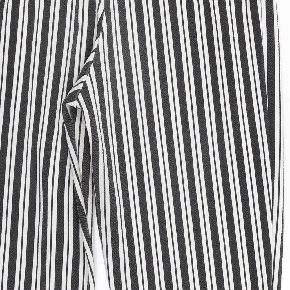 Stylewise Womens Black Striped  Jogger Trousers Size 10 L25 in