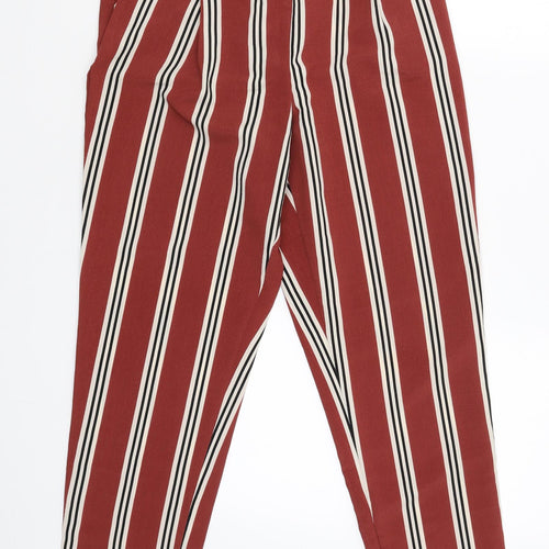 Primark Womens Brown Striped  Jogger Trousers Size 10 L26.5 in