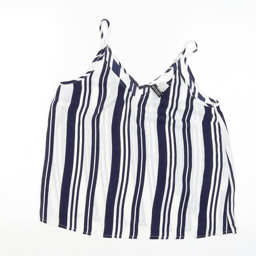 Divided Womens Blue Striped  Camisole Blouse Size 10