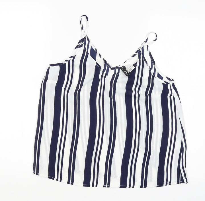 Divided Womens Blue Striped Camisole Blouse Size 10
