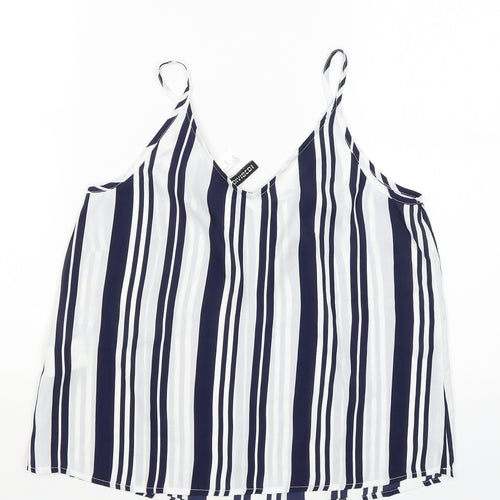 Divided Womens Blue Striped  Camisole Blouse Size 10