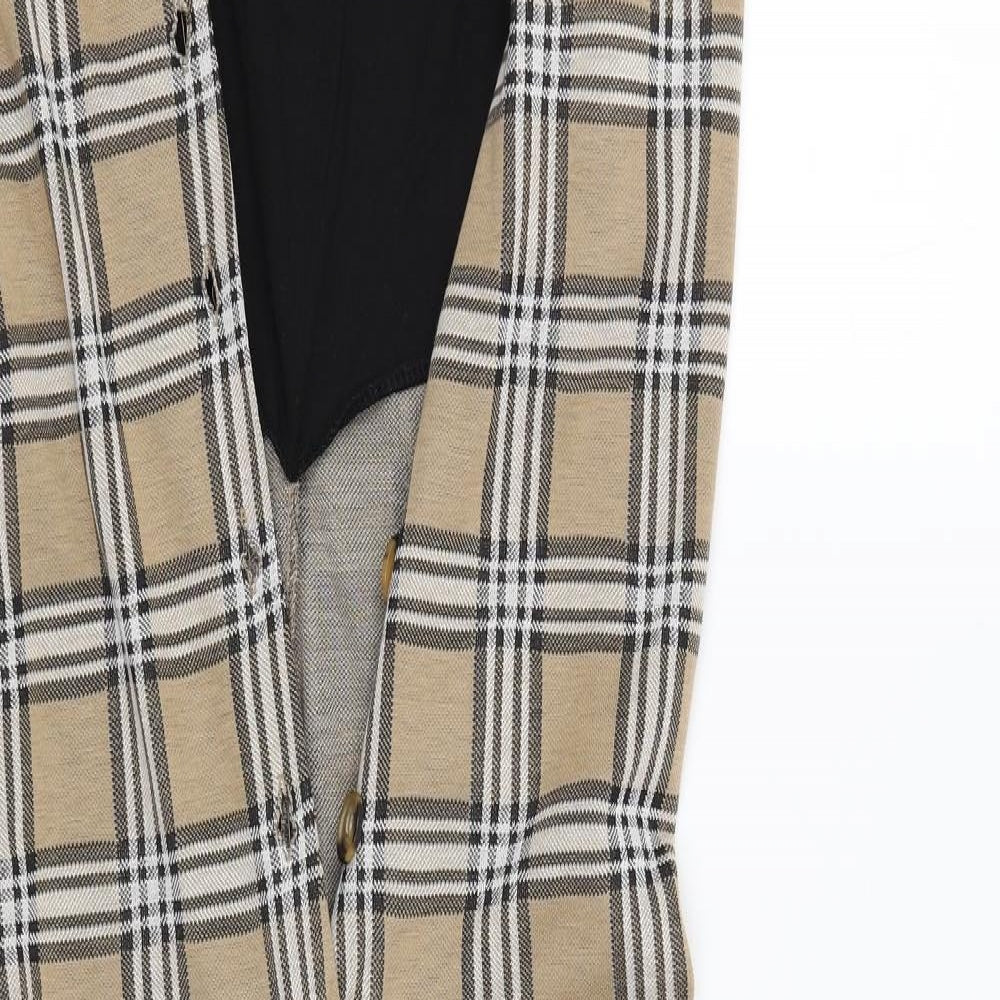 stradivarious Womens Beige Check  Pinafore/Dungaree Dress  Size M