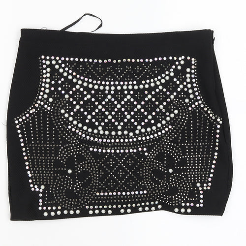 Lely Wood Womens Black   Cropped Blouse Size S  - studded