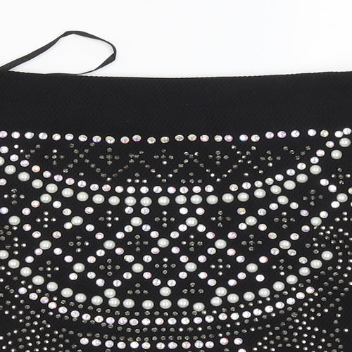 Lely Wood Womens Black   Cropped Blouse Size S  - studded