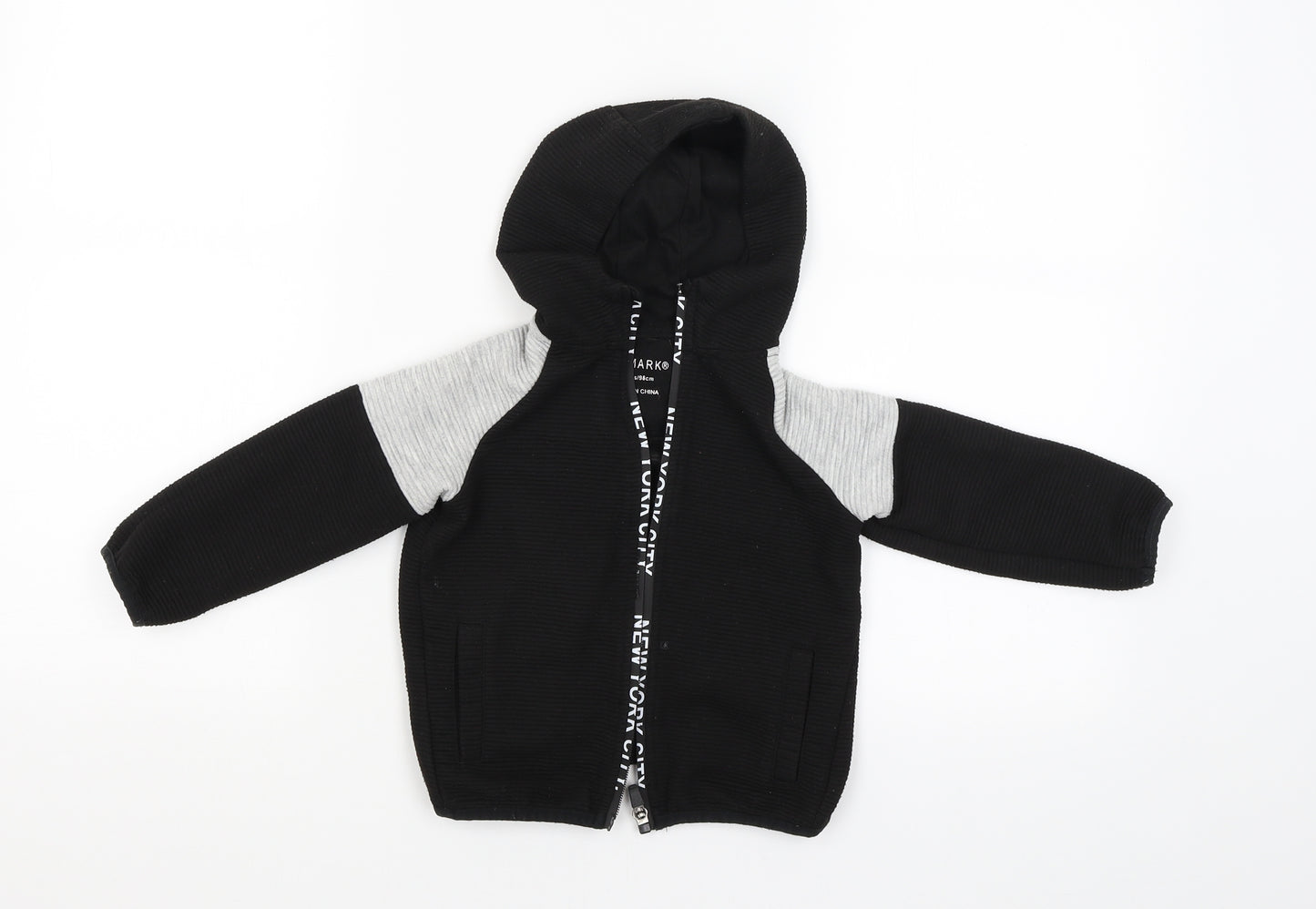 Primark Boys Black   Full Zip Hoodie Size 2-3 Years