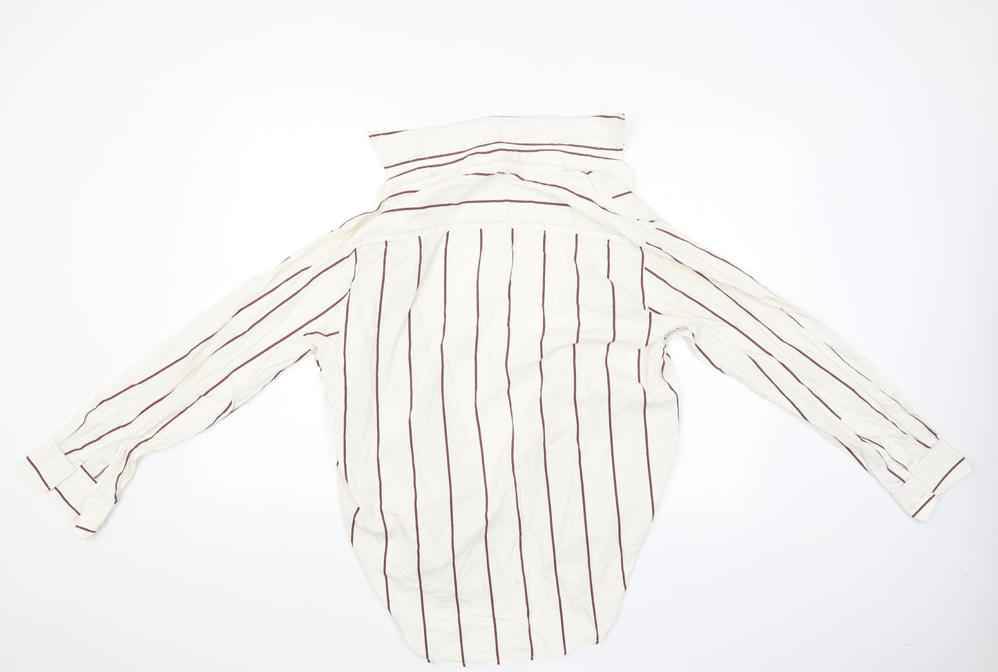 Navigator Mens Beige Striped   Button-Up Size S