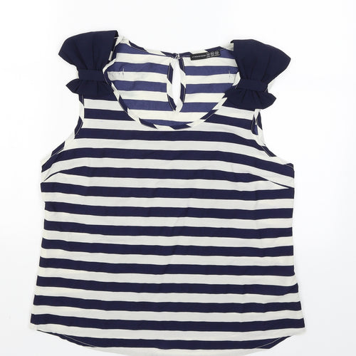 Atmosphere Womens Blue Striped  Basic Tank Size 14
