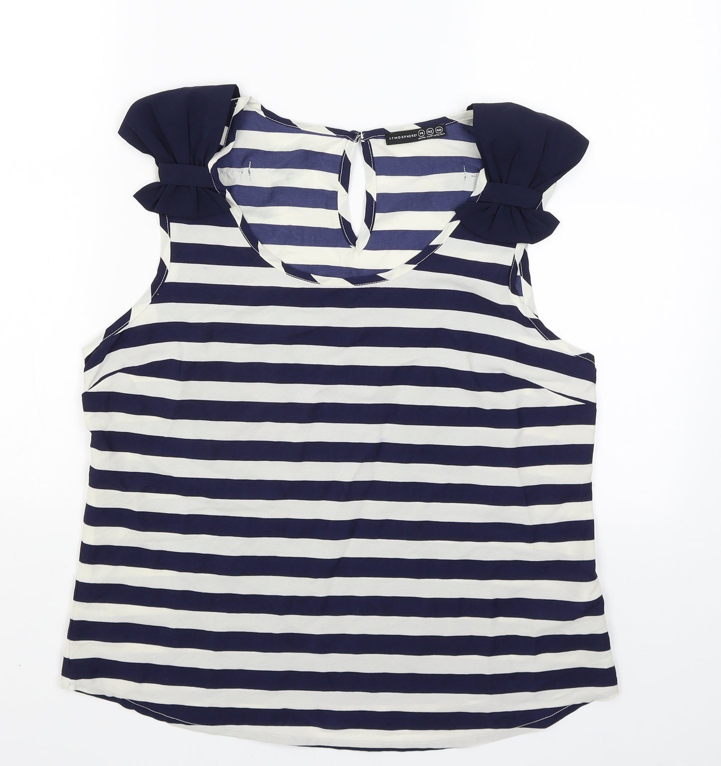Atmosphere Womens Blue Striped  Basic Tank Size 14