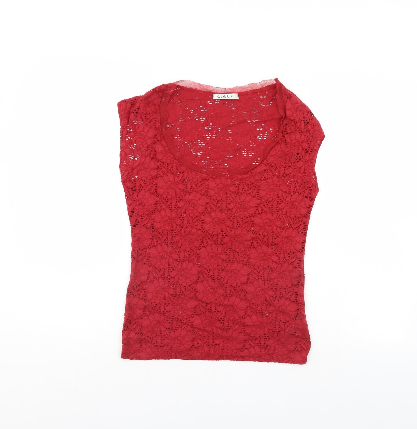 George Womens Red Floral  Basic Blouse Size 12