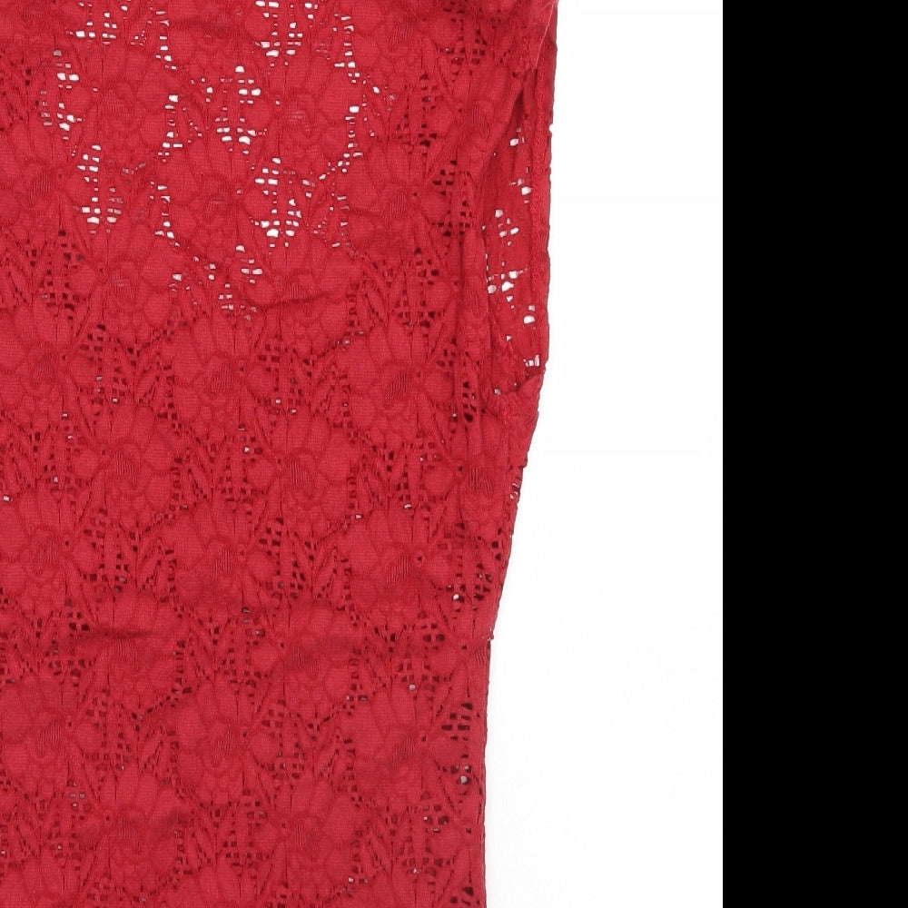 George Womens Red Floral  Basic Blouse Size 12