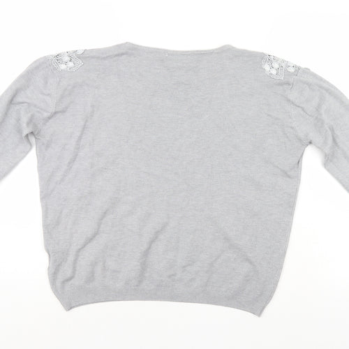 TU Womens Grey Floral  Pullover Jumper