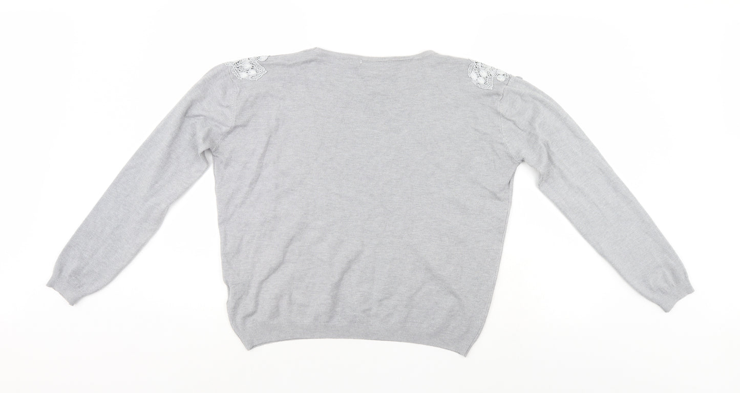 TU Womens Grey Floral  Pullover Jumper