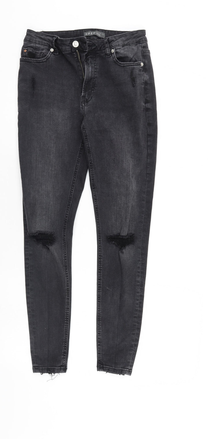 Denim & Co. Womens Black Denim Tapered Jeans Size 10 L28 in