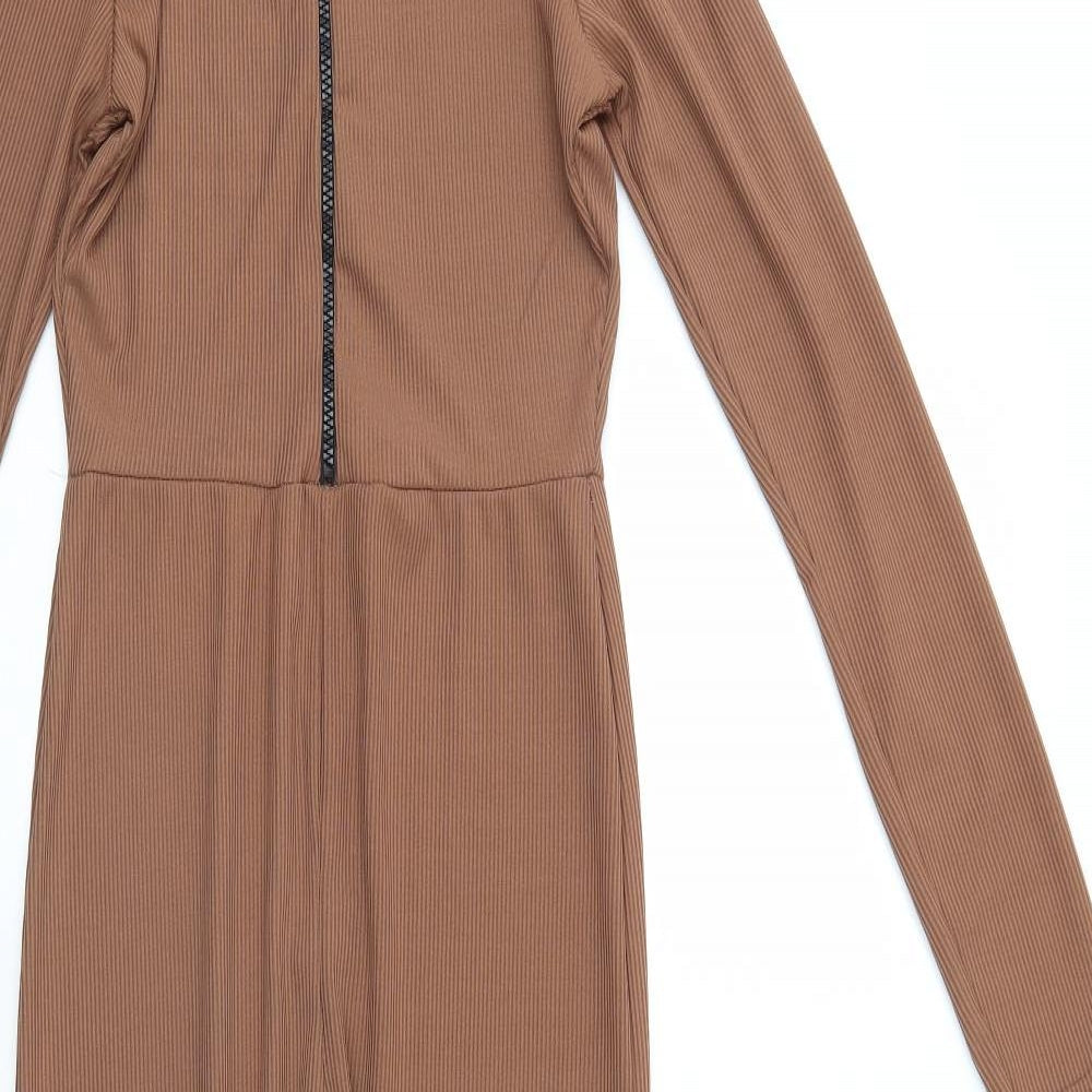 Boohoo Womens Brown   Jumpsuit One-Piece Size 10 L28 in