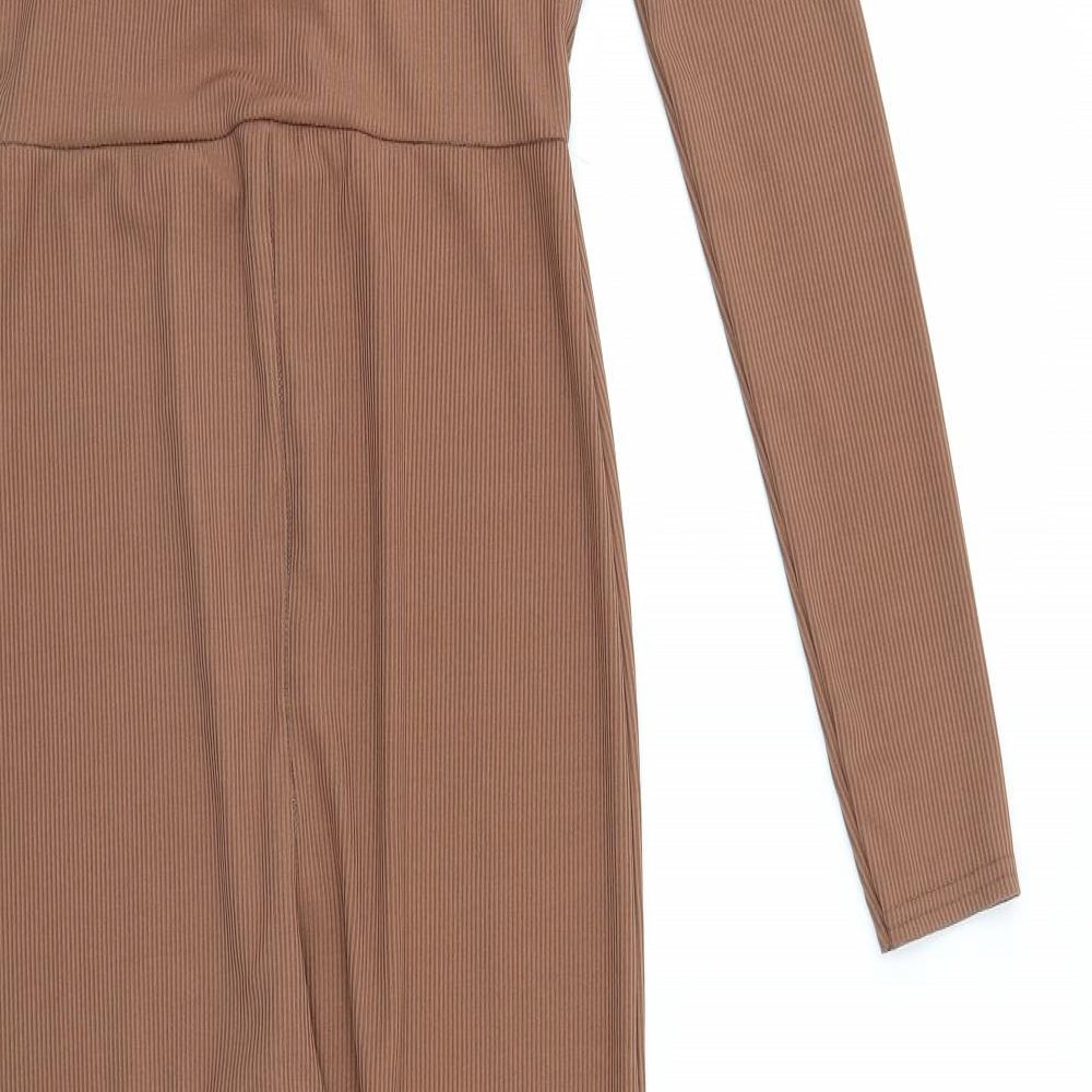 Boohoo Womens Brown   Jumpsuit One-Piece Size 10 L28 in