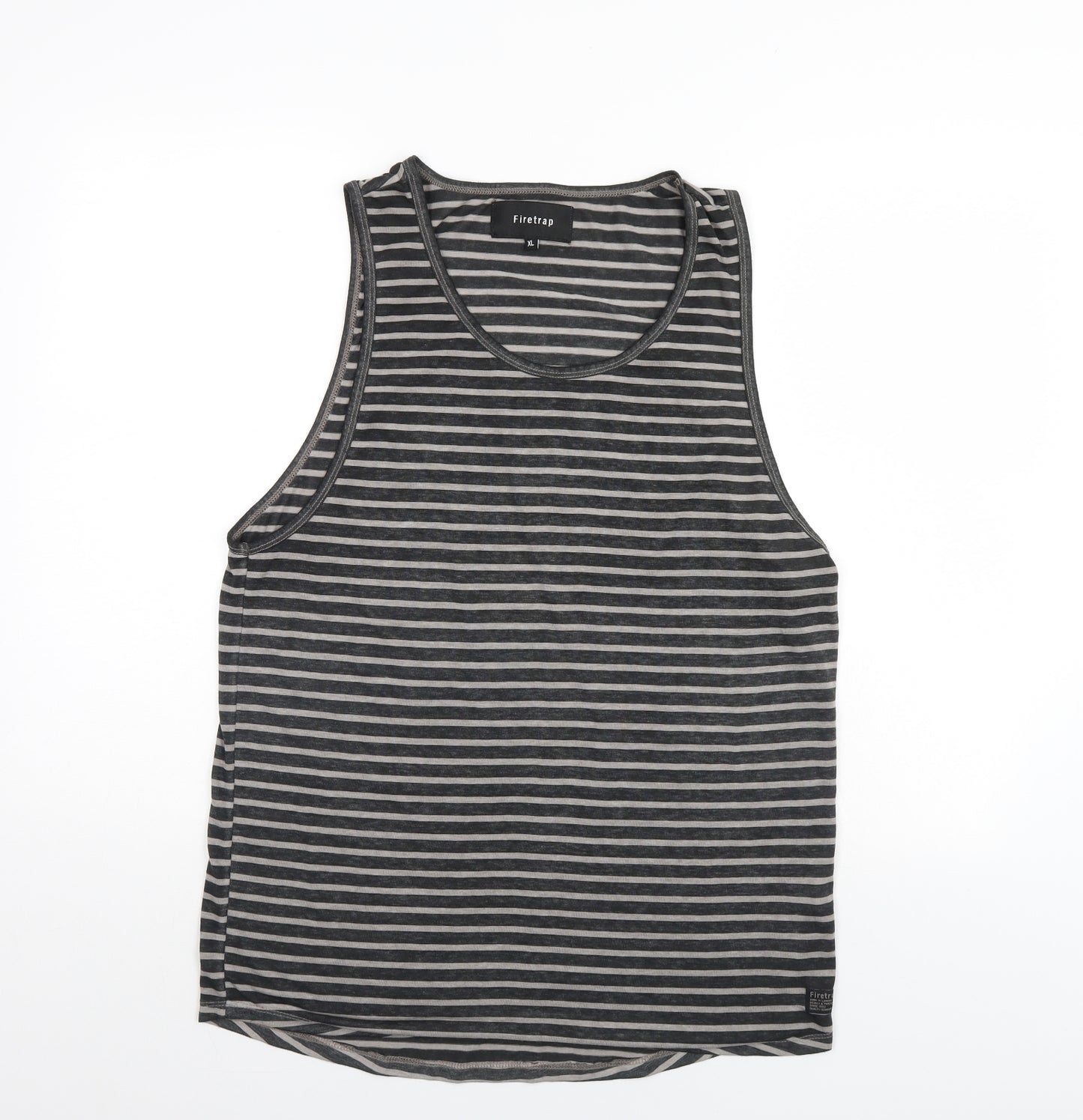Firetrap Mens Grey Striped   T-Shirt Size XL