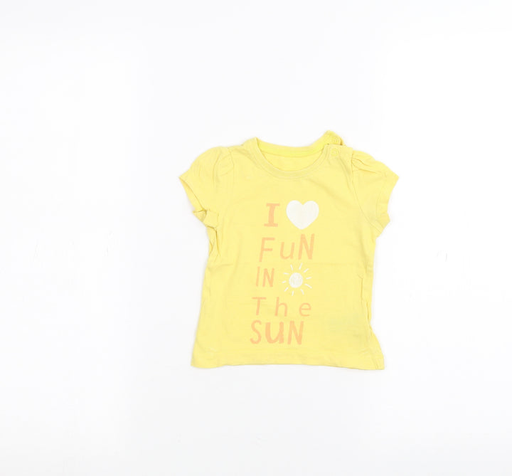 Mothercare Baby Yellow Basic T-Shirt Size 9-12 Months