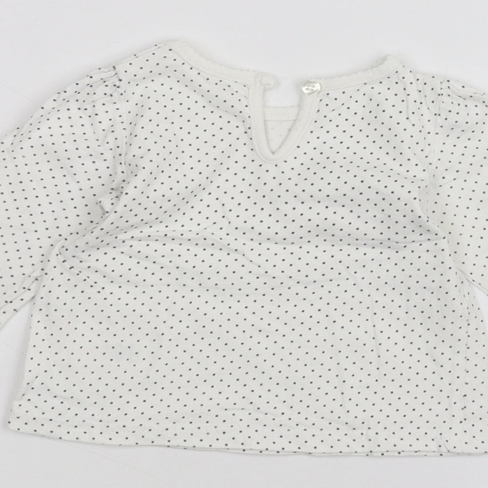 George Baby White Polka Dot  Basic T-Shirt Size 6-9 Months
