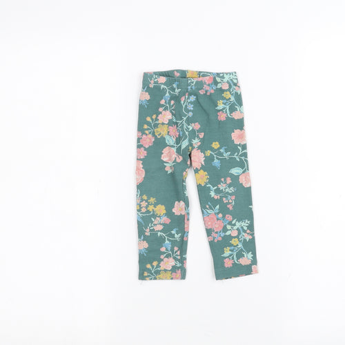 Nutmeg Baby Green Floral  Sweatpants Trousers Size 9-12 Months