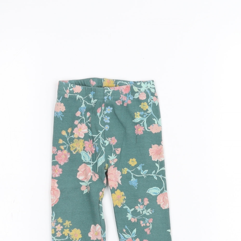 Nutmeg Baby Green Floral  Sweatpants Trousers Size 9-12 Months