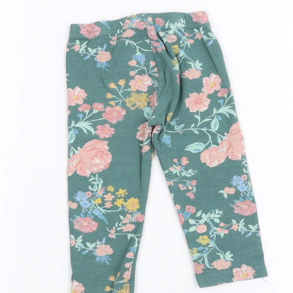 Nutmeg Baby Green Floral  Sweatpants Trousers Size 9-12 Months