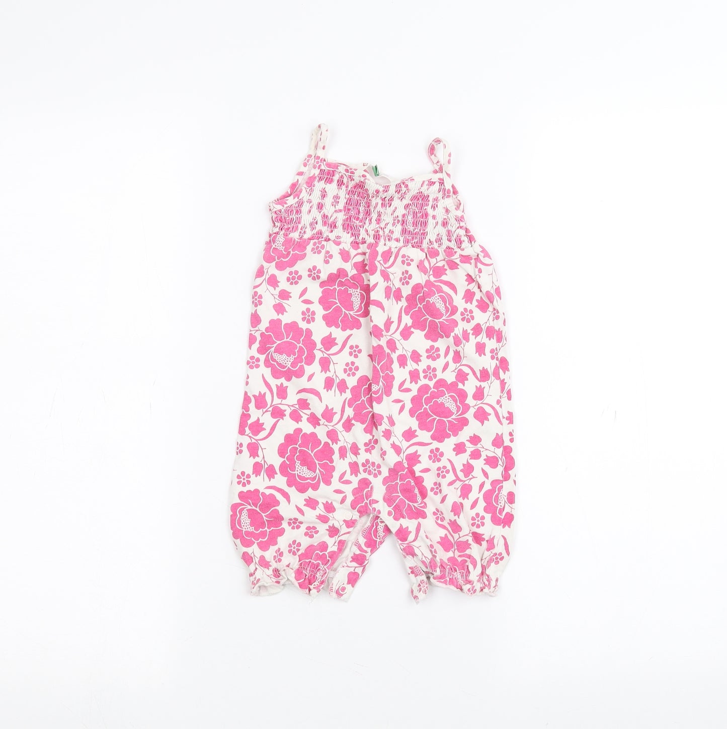 John Lewis Baby White Floral  Coverall One-Piece Size 6-9 Months