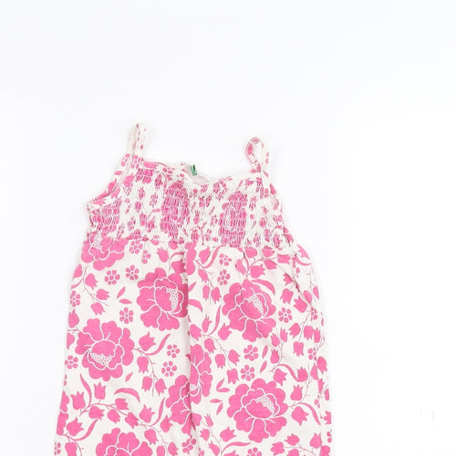 John Lewis Baby White Floral  Coverall One-Piece Size 6-9 Months