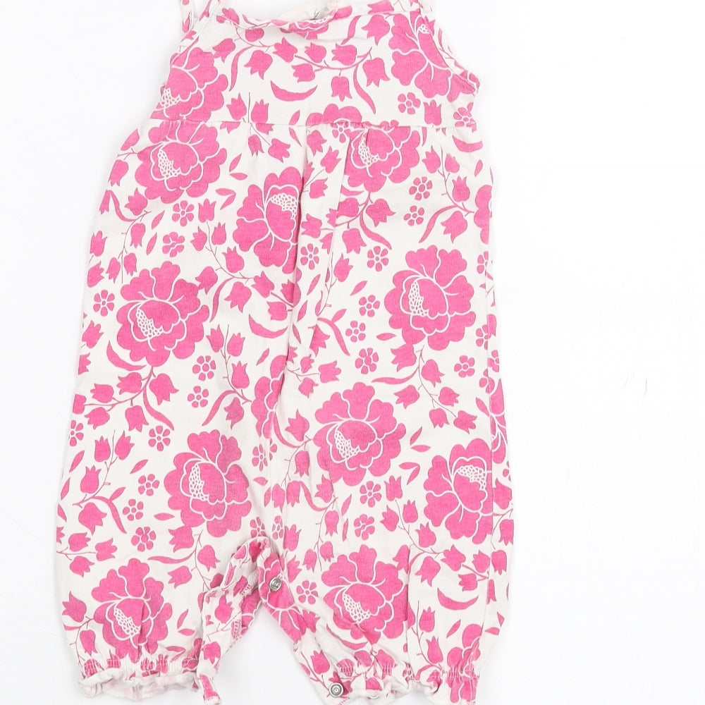 John Lewis Baby White Floral  Coverall One-Piece Size 6-9 Months