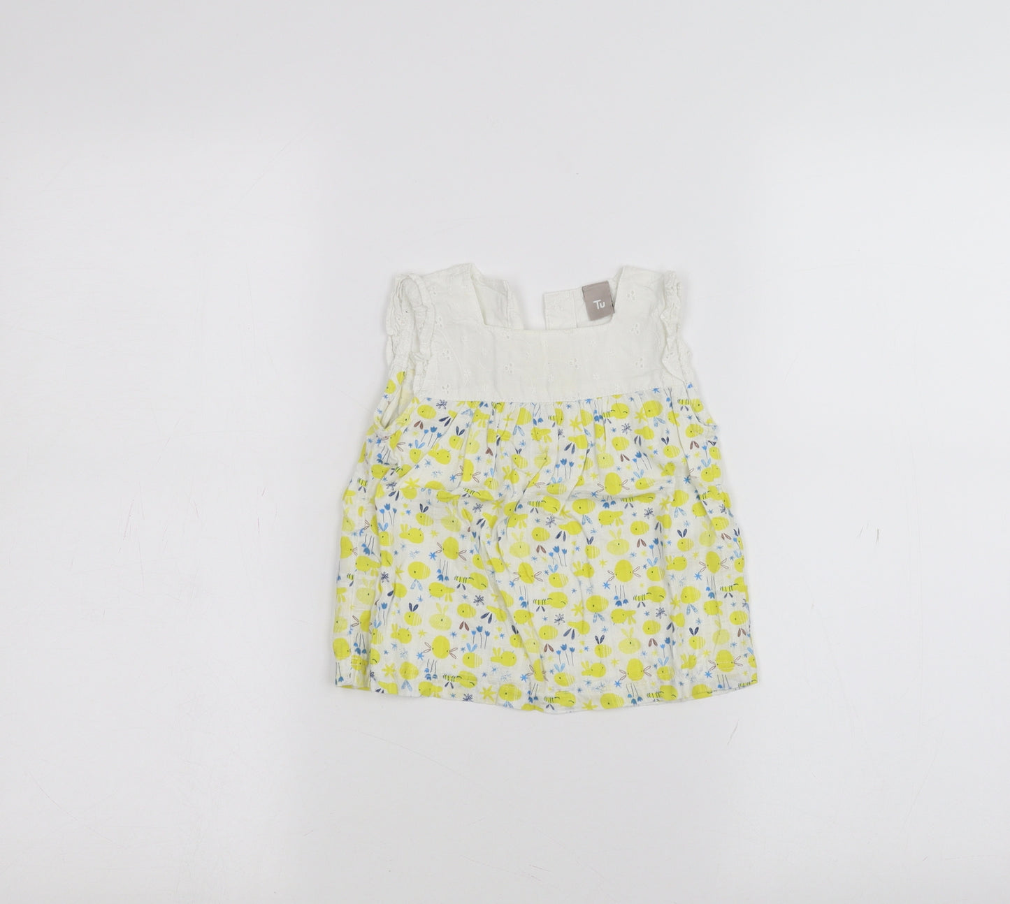 TU Baby White Floral  Basic T-Shirt Size 6-9 Months