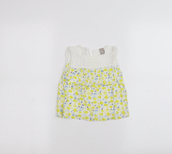 TU Baby White Floral  Basic T-Shirt Size 6-9 Months