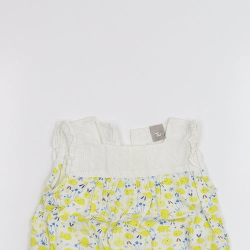 TU Baby White Floral  Basic T-Shirt Size 6-9 Months