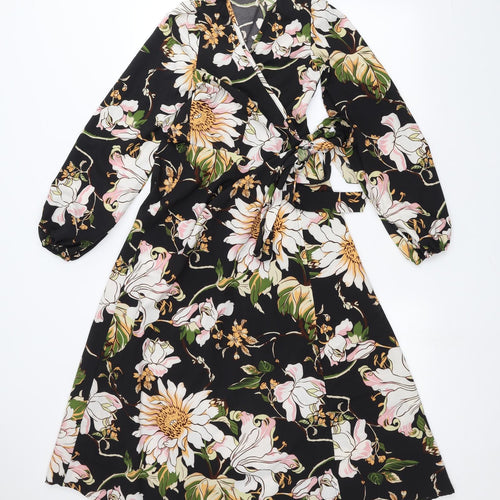 SheIn Womens Black Floral  A-Line  Size XS