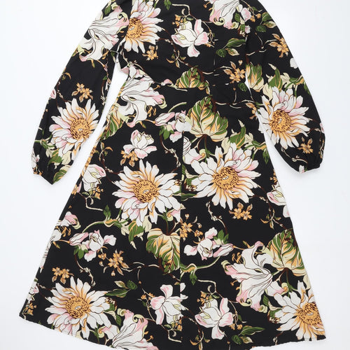 SheIn Womens Black Floral  A-Line  Size XS