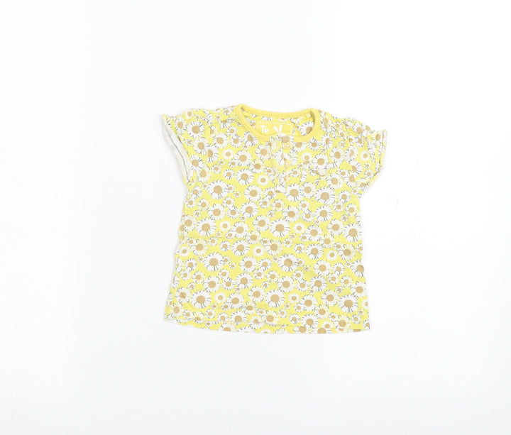 TU Baby Yellow Floral  Basic T-Shirt Size 6-9 Months