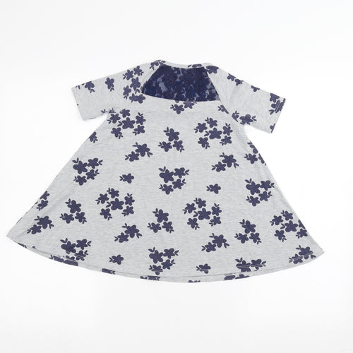 Tucker + Tate Girls Grey Floral  A-Line  Size 3 Years