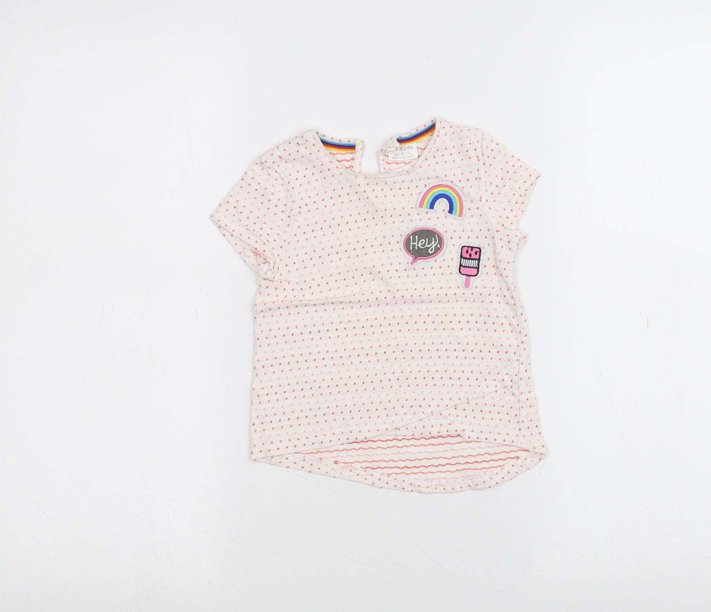 F&F Girls White Polka Dot  Basic T-Shirt Size 2-3 Years