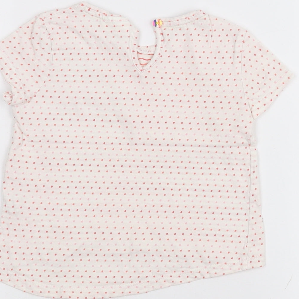 F&F Girls White Polka Dot  Basic T-Shirt Size 2-3 Years
