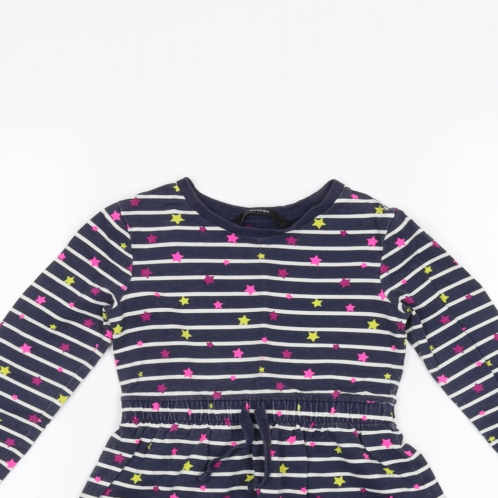George Girls Blue Striped  A-Line  Size 2-3 Years