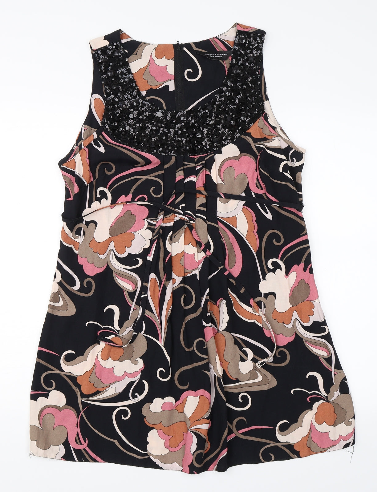 Dorothy Perkins Womens Beige Floral  A-Line  Size 14