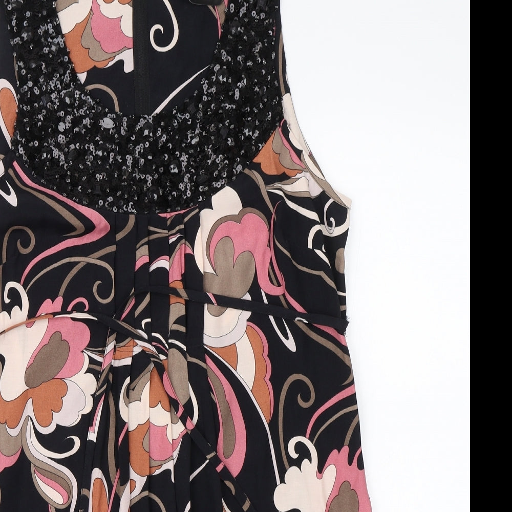 Dorothy Perkins Womens Beige Floral  A-Line  Size 14