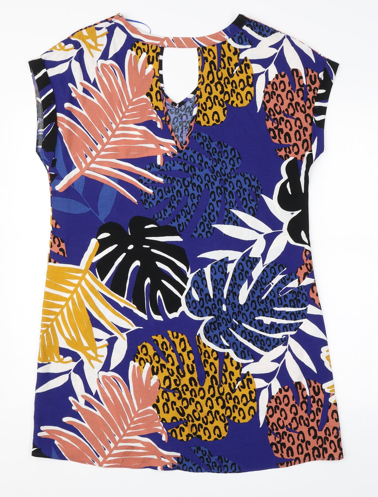 Papay Womens Blue Floral  T-Shirt Dress  Size 12