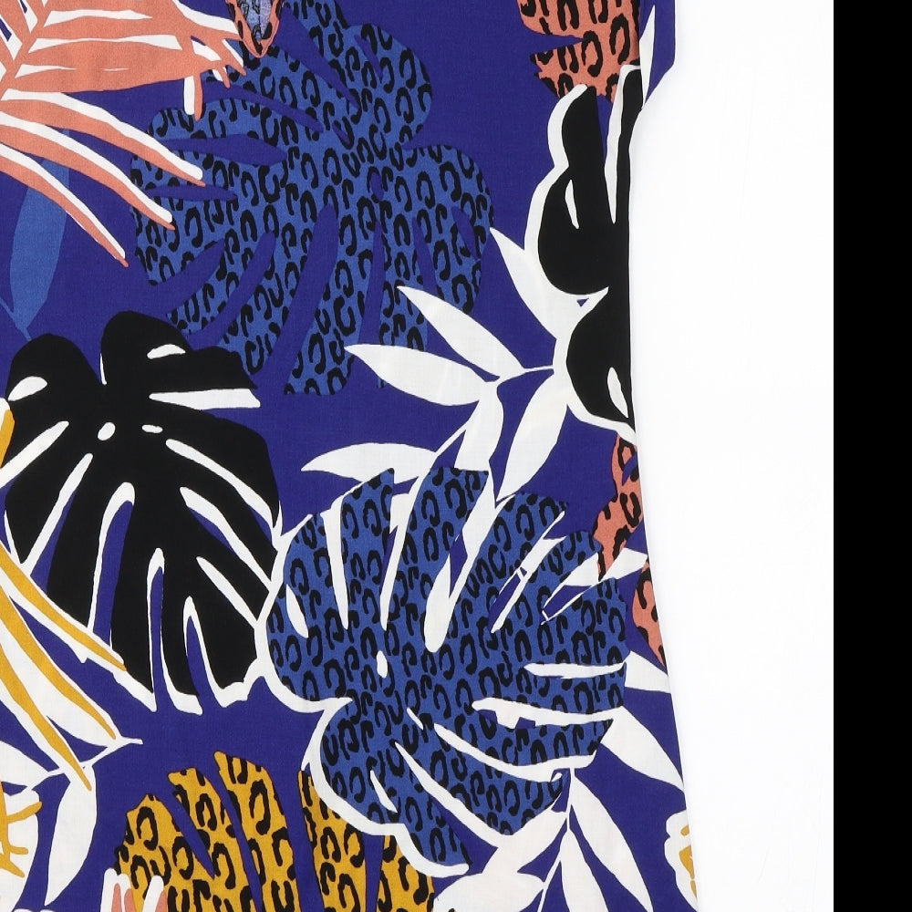 Papay Womens Blue Floral  T-Shirt Dress  Size 12