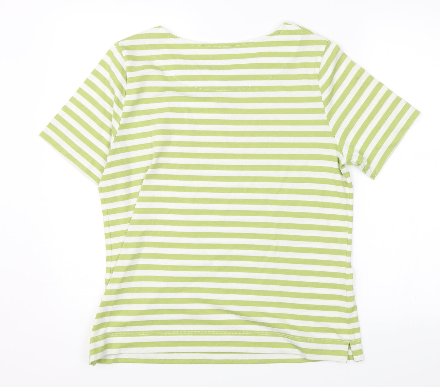 Tigi Womens Green Striped  Basic T-Shirt Size L